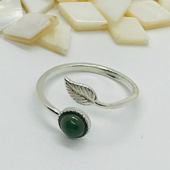 NEW Jade Genuine Gemstone sterling Silver Ring - Picture 2 of 2